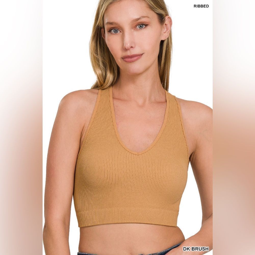 Zenana Outfitters Ribbed DK Brush crop top